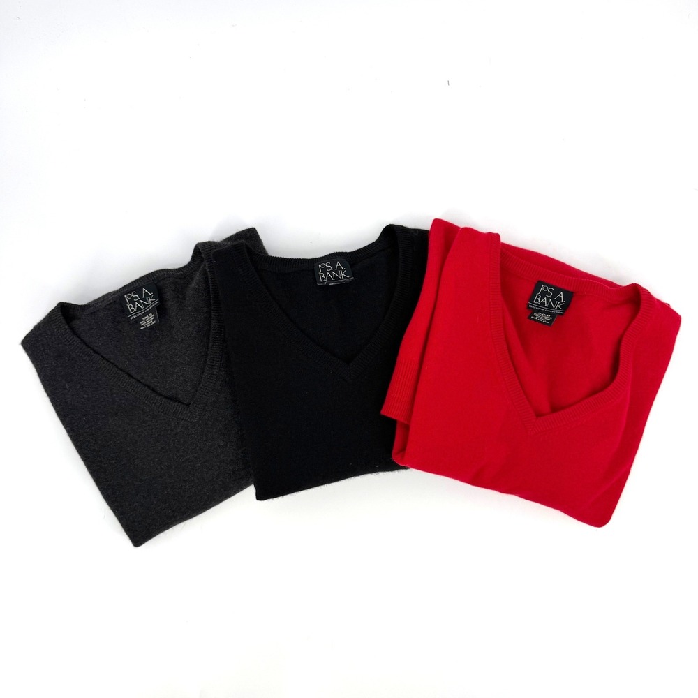 Jos A Bank LOT‎ of 3 Executive Collection 100% Cashmere V-Neck Sweater Vest 3XLB